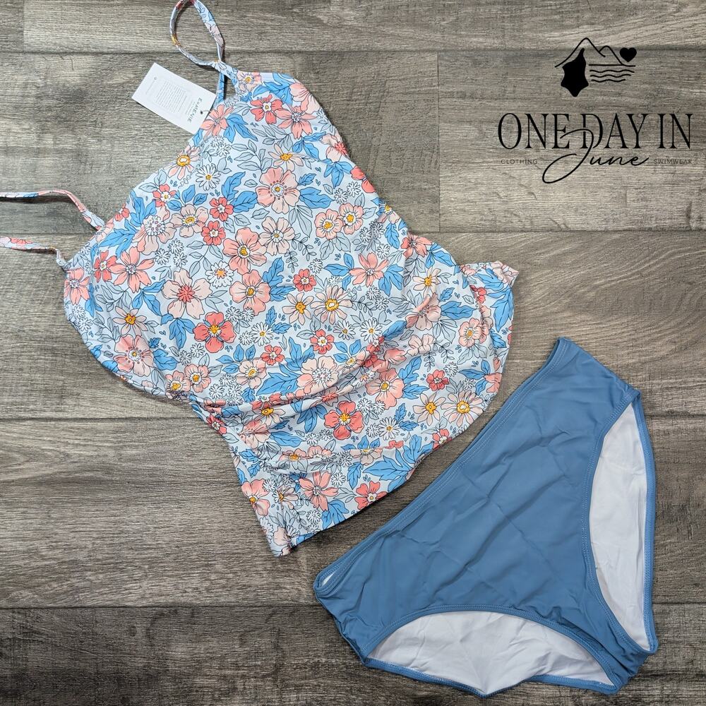 Eomenie Floral Tankini Swimsuit Size L